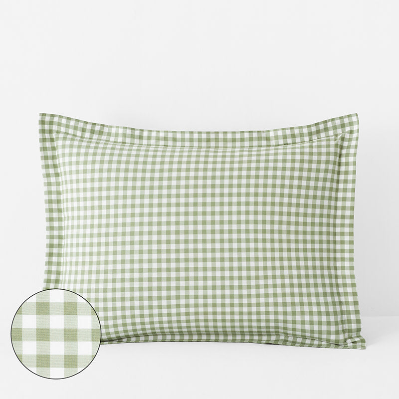 Gingham Classic Cool Organic Cotton Percale Sham - Moss, Standard