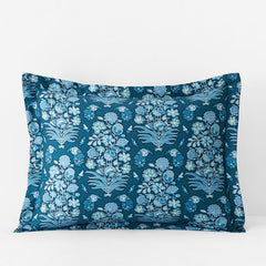 Nawab Floral Premium Smooth Sateen Reversible Sham - Blue Multi, King