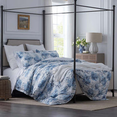 Floral Grove Premium Smooth Wrinkle-Free Sateen Pillowcase Set - Dusty Blue, King