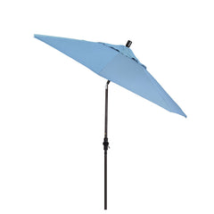 Round Outdoor Patio Umbrella, Fiberglass with Twist Tilt - Bronze Finish, Air Blue, 9'