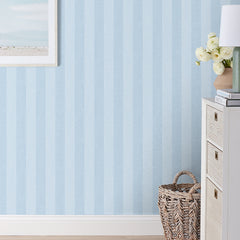 Ava Traditional Wallpaper - Stripe Blue, Swatch