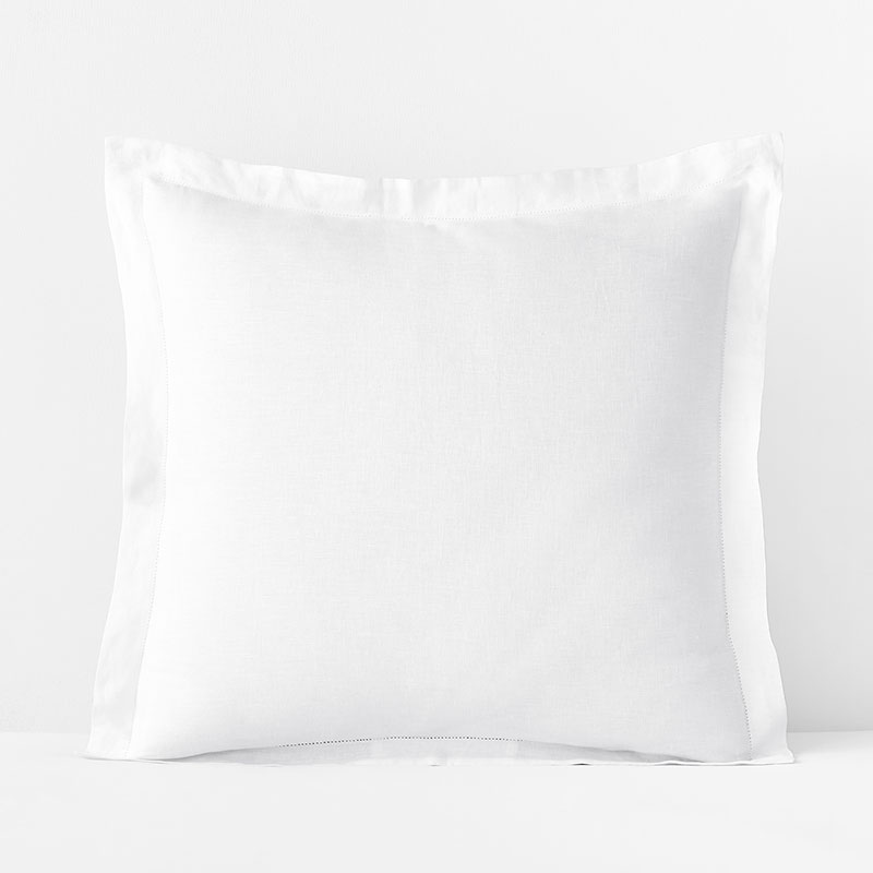 Premium Breathable Relaxed Linen Sham - White, Euro