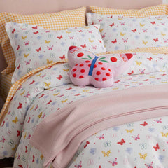 Ditsy Butterflies Classic Cool Organic Cotton Percale Duvet Cover Set - White Multi, Full/Queen
