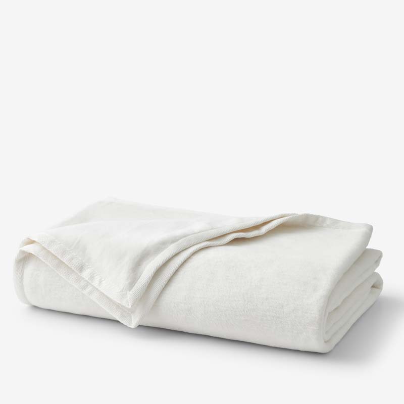 Cotton/Acrylic Fleece Blanket - White, King/Cal. King