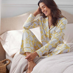 Printed Pima Cotton Women's Button-Down Pajama Set - Avignon, XXL