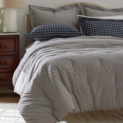 Classic Stripes and Plaids Cool Yarn-Dyed Cotton Percale Comforter - Mini Check Multi, King/Cal King