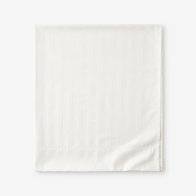 Dobby Stripe Classic Smooth Wrinkle-Free Sateen Flat Bed Sheet - Cream, King