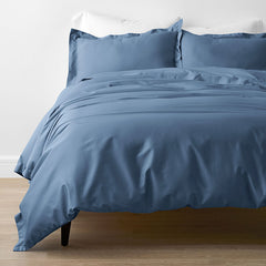 Classic Smooth Rayon Made From Bamboo Sateen Bed Duvet Cover - Blue Horizon, Full/Queen