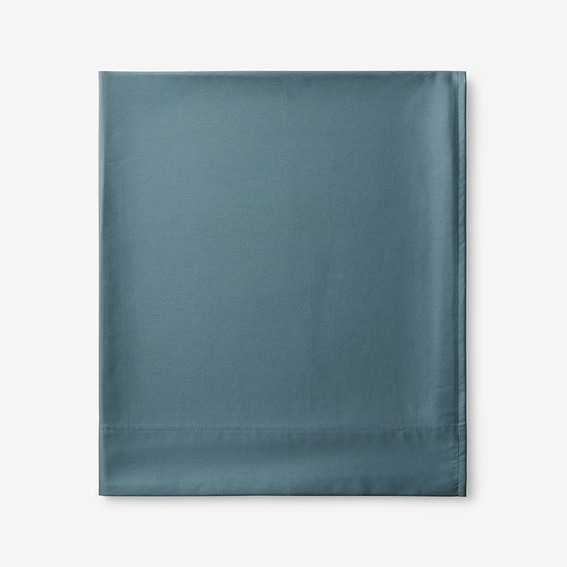 Premium Smooth Supima® Cotton Wrinkle-Free Sateen Flat Bed Sheet - Ocean Blue, Full