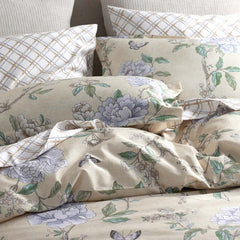 Peony Garden Premium Smooth Wrinkle-Free Sateen Flat Bed Sheet - Beige Tan, Twin/Twin XL