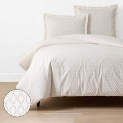 Feliciana Geo Garment Washed Cotton Percale Duvet Cover - Clay, Full/Queen