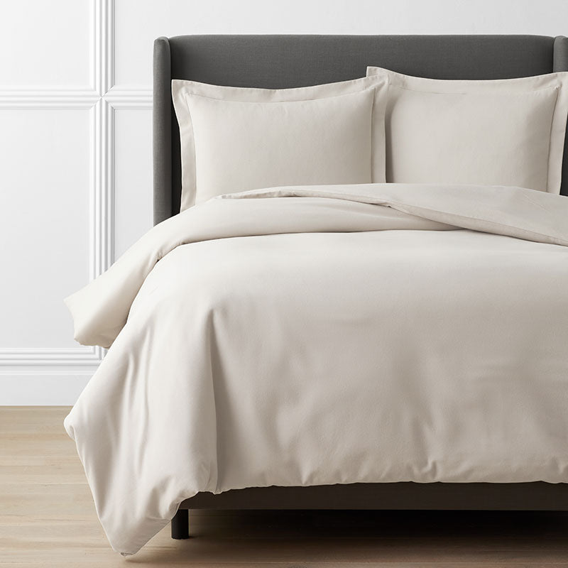 Classic Ultra-Cozy Cotton Velvet Flannel Solid Duvet Cover - Oatmeal, Full