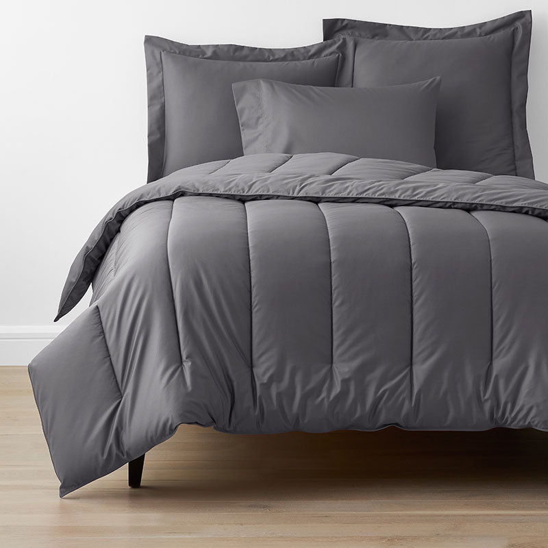 Classic Smooth Wrinkle-Free Sateen Comforter - Stone Gray, Full
