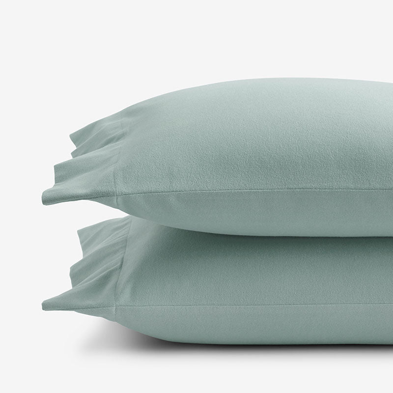 Classic Ultra-Cozy Cotton Velvet Flannel Pillowcase Set - Seafoam, King