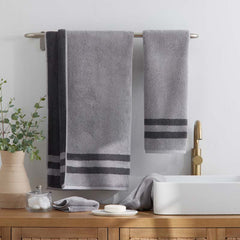 Mirage Aegean Cotton Reversible Stripe Bath Towel - Slate Gray