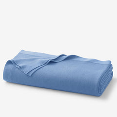 Classic All Season Breathable Cotton Knit Blanket - Blue, Full/Queen