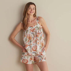 Printed Voile Women's Babydoll Shorts Set - Wild Bloom, L