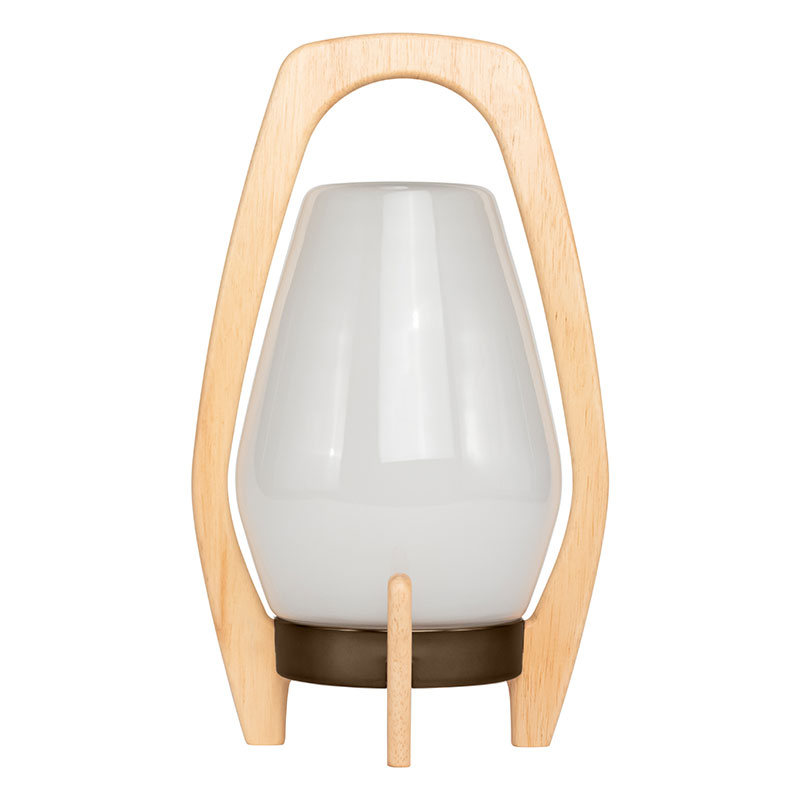 Rechargeable Wood & Handblown Glass LED Lantern