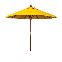 Round Outdoor Patio Umbrella, Wood with Manual Lift - Sunflower, 9'