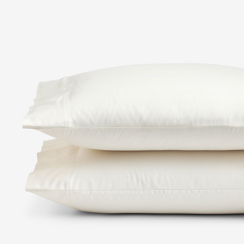 Classic Smooth Sateen Solid Pillowcase Set - Ivory, King
