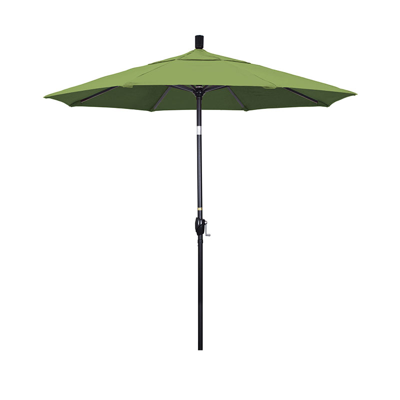 Round Outdoor Patio Umbrella, Fiberglass with Twist Tilt - Black Finish, Ginkgo, 7.5'