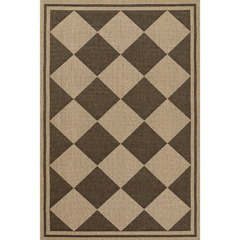 Diamond Checkered Outdoor Rug -  Black, 5' 3" x 7'