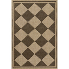 Diamond Checkered Outdoor Rug -  Black, 5' 3" x 7'