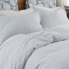 Feliciana Geo Garment Washed Cotton Percale Duvet Cover - Blue Multi, Twin/Twin XL