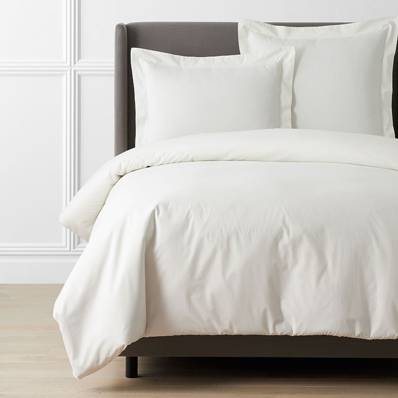 Premium Cool Supima® Cotton Percale Bed Duvet Cover - Cream, King/Cal King