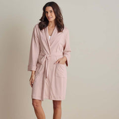 Peruvian Cotton Embroidered Women's Robe - Blush, M