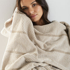 Narrow Stripe Reversible Cotton Washcloths, Set of 2 - Taupe