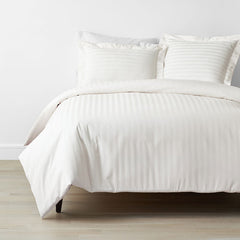 Dobby Stripe Classic Smooth Wrinkle-Free Sateen Bed Duvet Cover - Cream, Twin/Twin XL