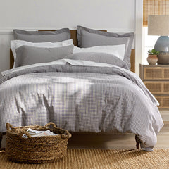 Classic Stripes and Plaids Cool Yarn-Dyed Cotton Percale Fitted Bed Sheet - Mini Check Multi, King