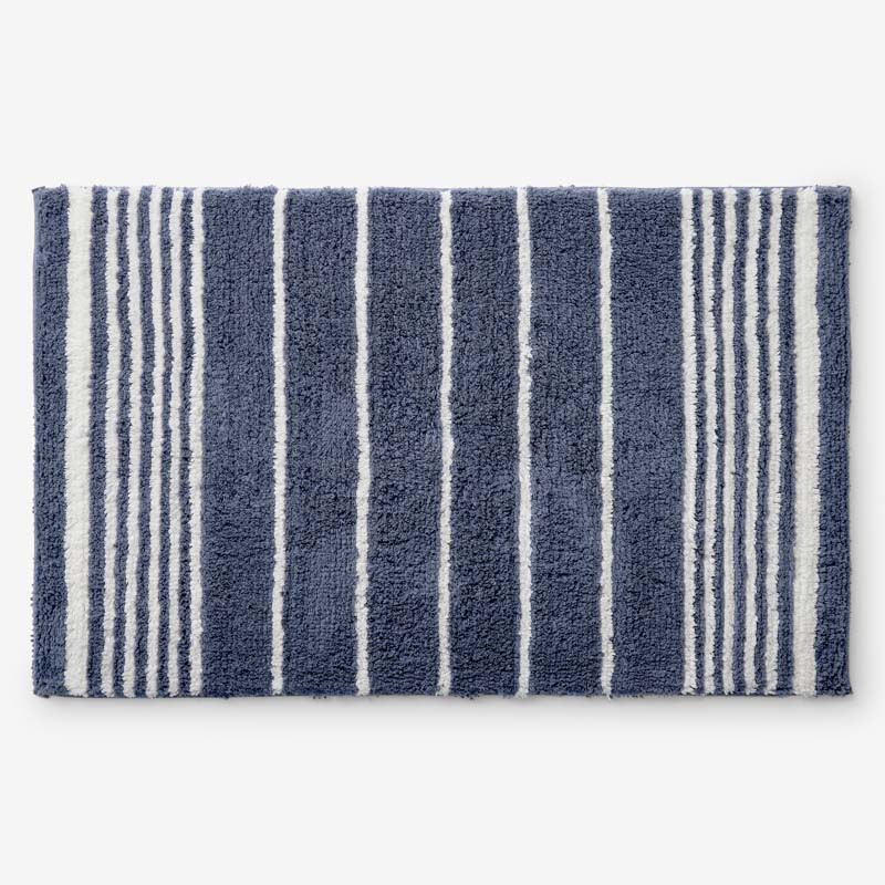 Plush Spa Stripe Bath Rug - Dark Indigo, 24 in. x 40 in.