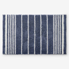 Plush Spa Stripe Bath Rug - Dark Indigo, 21 in. x 34 in.
