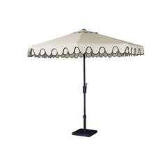 9' Round Double Scallop Outdoor Patio Umbrella, Aluminum with Auto Tilt and Crank Lift - Natural