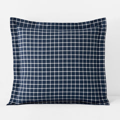 Classic Stripes and Plaids Cool Yarn-Dyed Cotton Percale Sham - Windowpane White/Navy, Euro