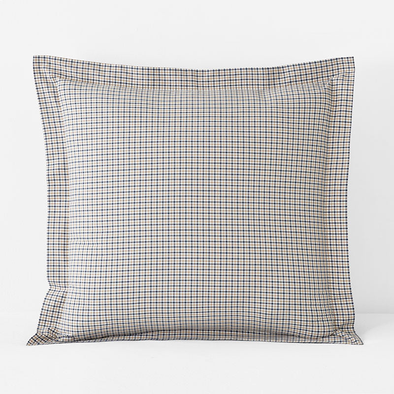 Classic Stripes and Plaids Cool Yarn-Dyed Cotton Percale Sham - Mini Check Multi, Euro