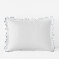 Embroidered Scallop Classic Smooth Sateen Solid Sham - Light Blue, Standard