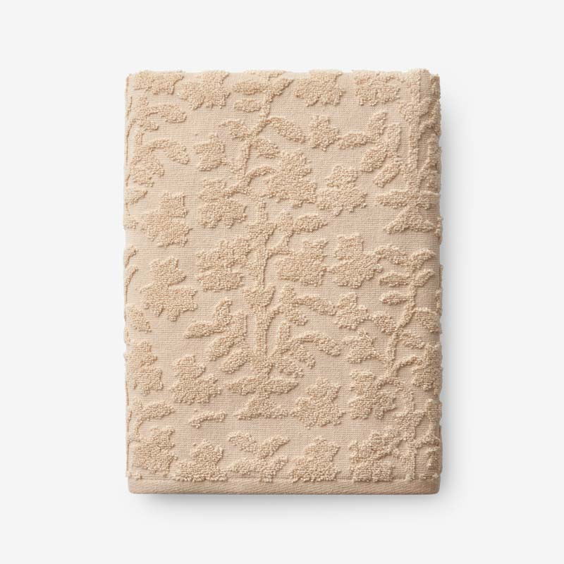 Floral Jacquard Bath Towel - Light Antique Beige