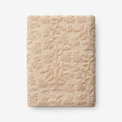 Floral Jacquard Bath Towel - Light Antique Beige