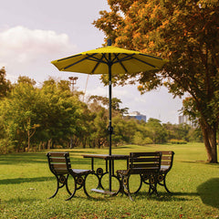 6' Round Outdoor Patio Umbrella, Aluminum with Push Button Tilt - Bronze Finish, Ginkgo