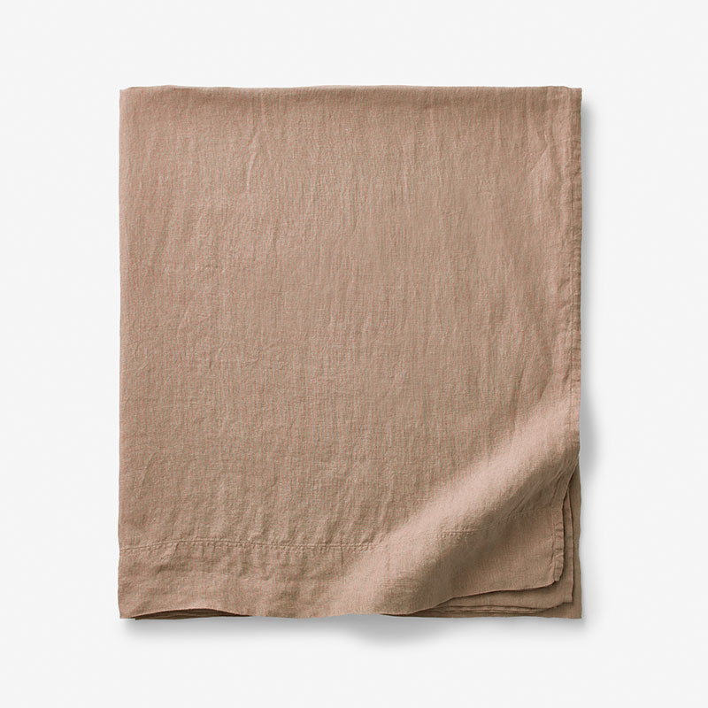 Premium Breathable Washed Linen Solid Flat Bed Sheet - Light Clay, King/Cal King