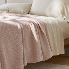 Garter Stitch Blanket - Pink Blush, King/Cal. King