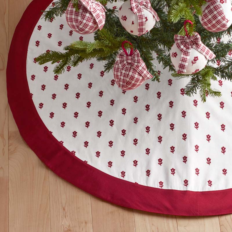 Flower Holiday Reversible Tree Skirt - Red, 50 in. x 50 in.