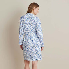 Printed Pima Cotton Women's Kimono Robe - Floral Trellis, M