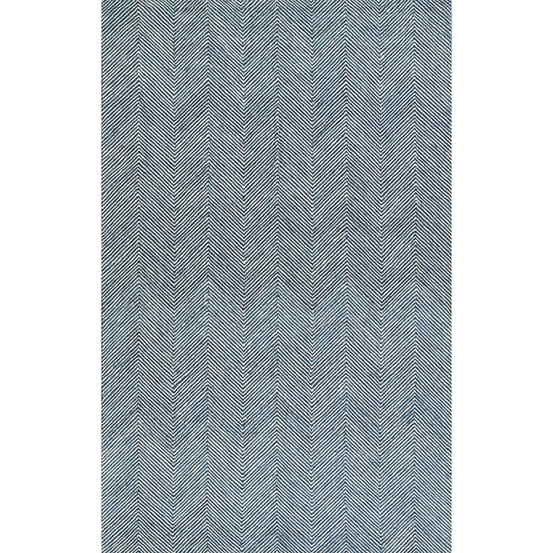 Herringbone Hand Tufted Wool Rug - Denim, 5' x 8'