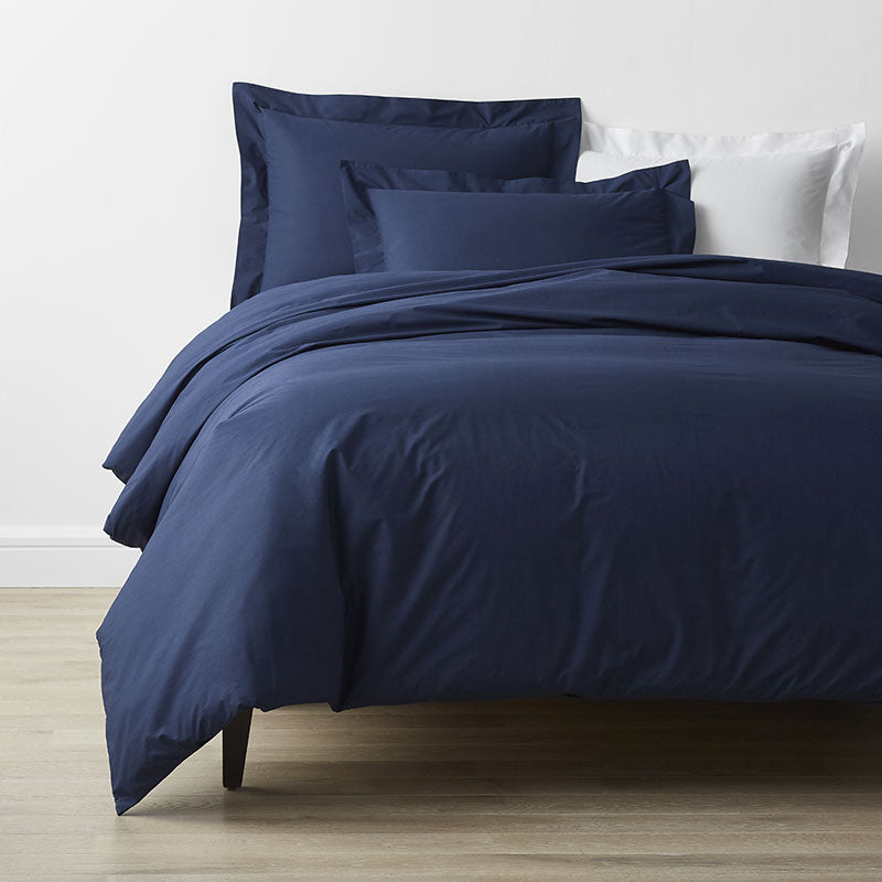 Classic Cool Cotton Percale Bed Duvet Cover - Navy, King/Cal King