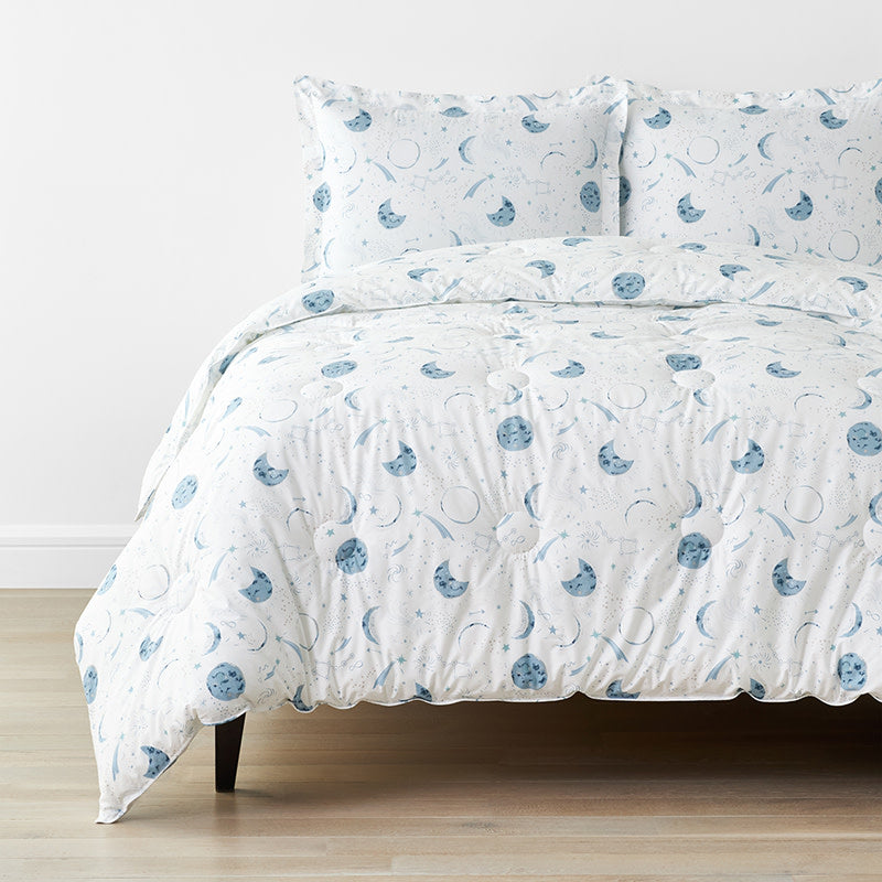 Night Sky Classic Cool Organic Cotton Percale Comforter Set - Blue, Full/Queen