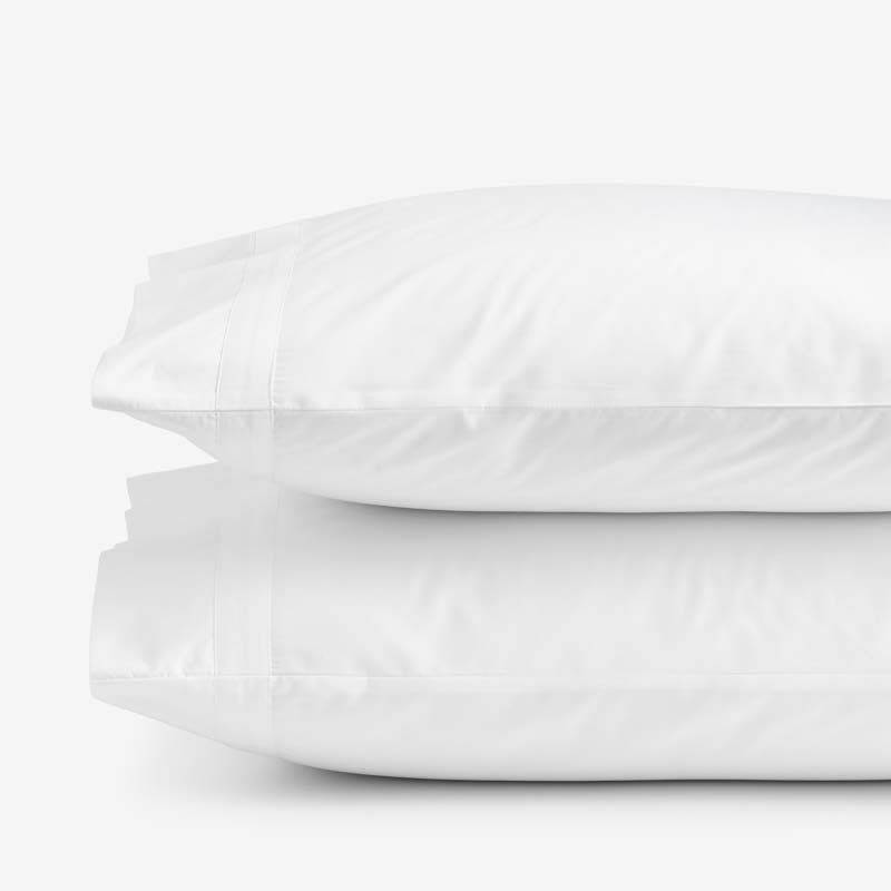 Contrast Border Premium Cool Supima® Cotton Percale Pillowcase Set - White, King
